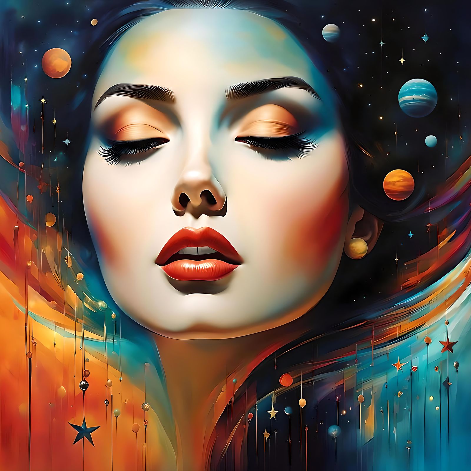 Upside-Down Woman in Art Brut Cityscape