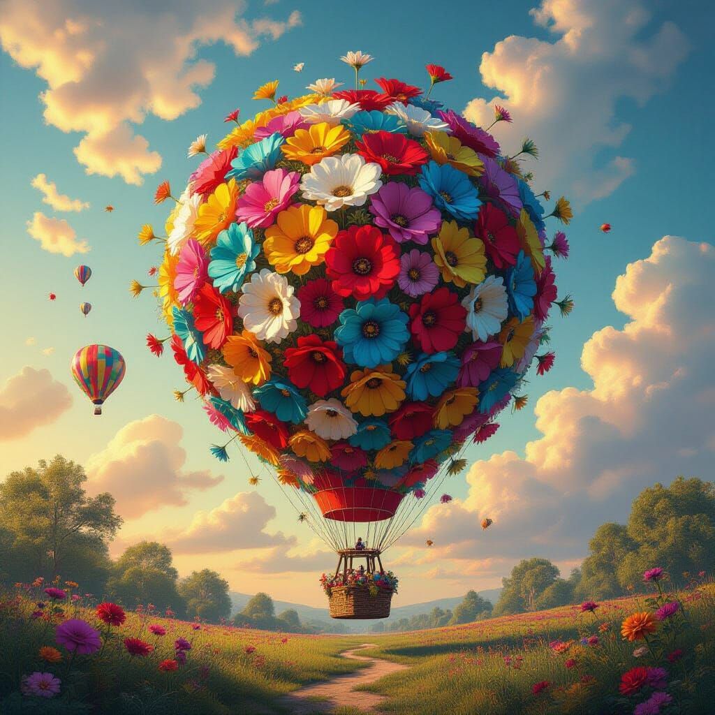 Floral Balloon in a Whimsical Digital Painting