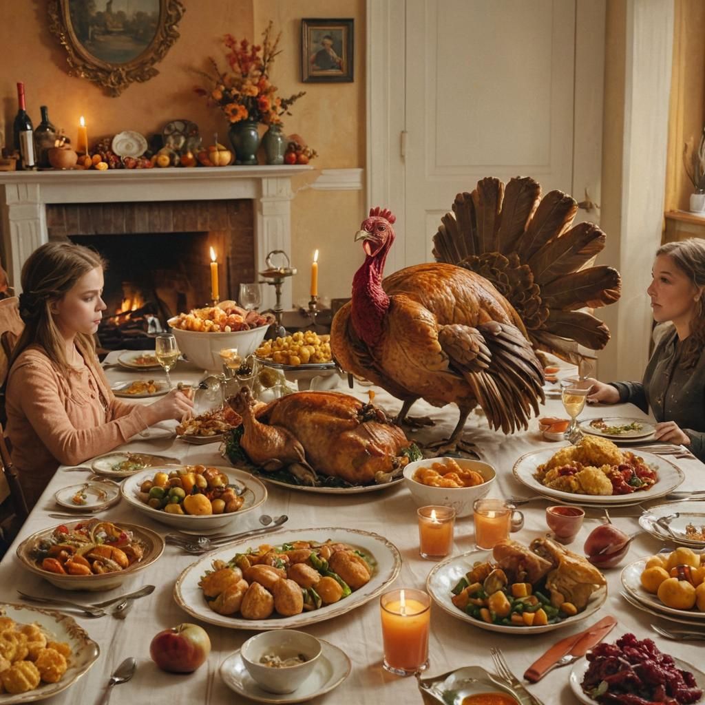 Thanksgiving Dinner Interrupted: An Oil Painting