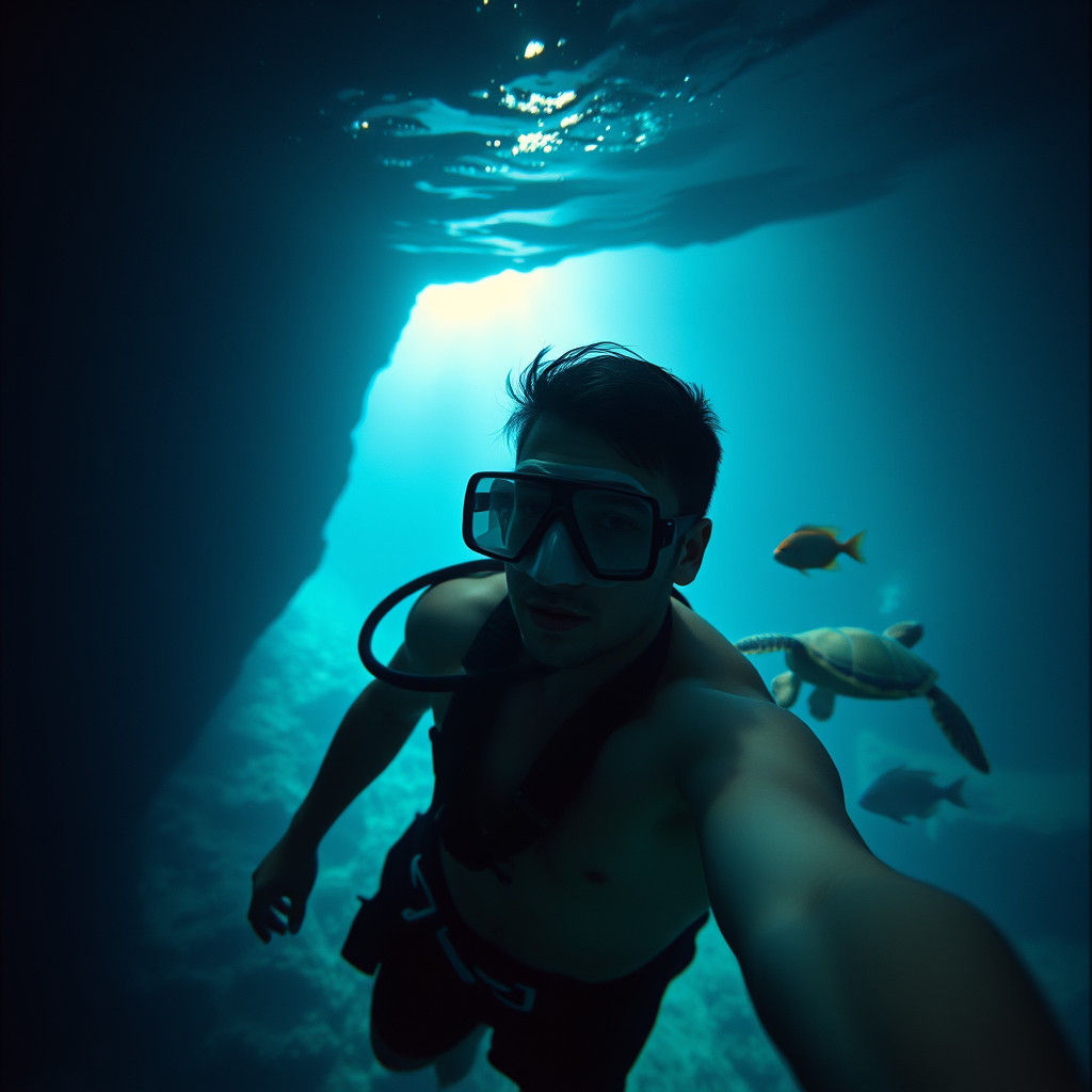 Underwater Cave Discovery in Thailand: Cinematic Film Still