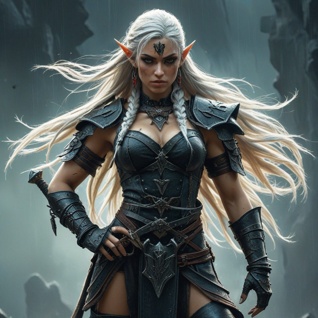 Ethereal Gothic Warrior in Dark Fantasy Realm