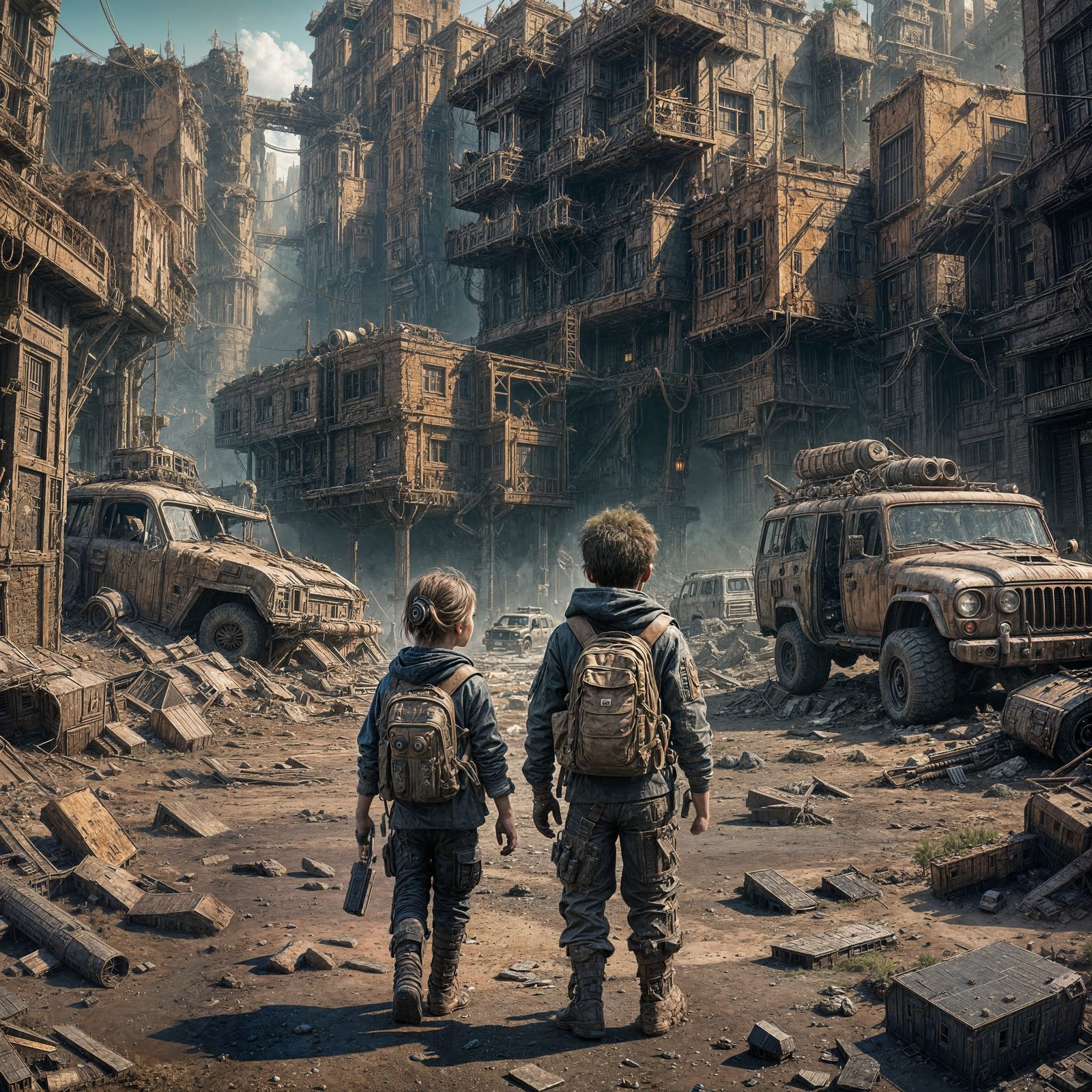 Post-Apocalyptic Child in Detailed Matte Painting