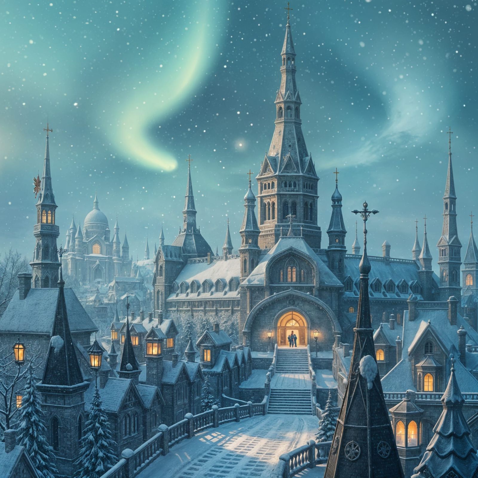 A Majestic Winter Realm in Frosty Hues