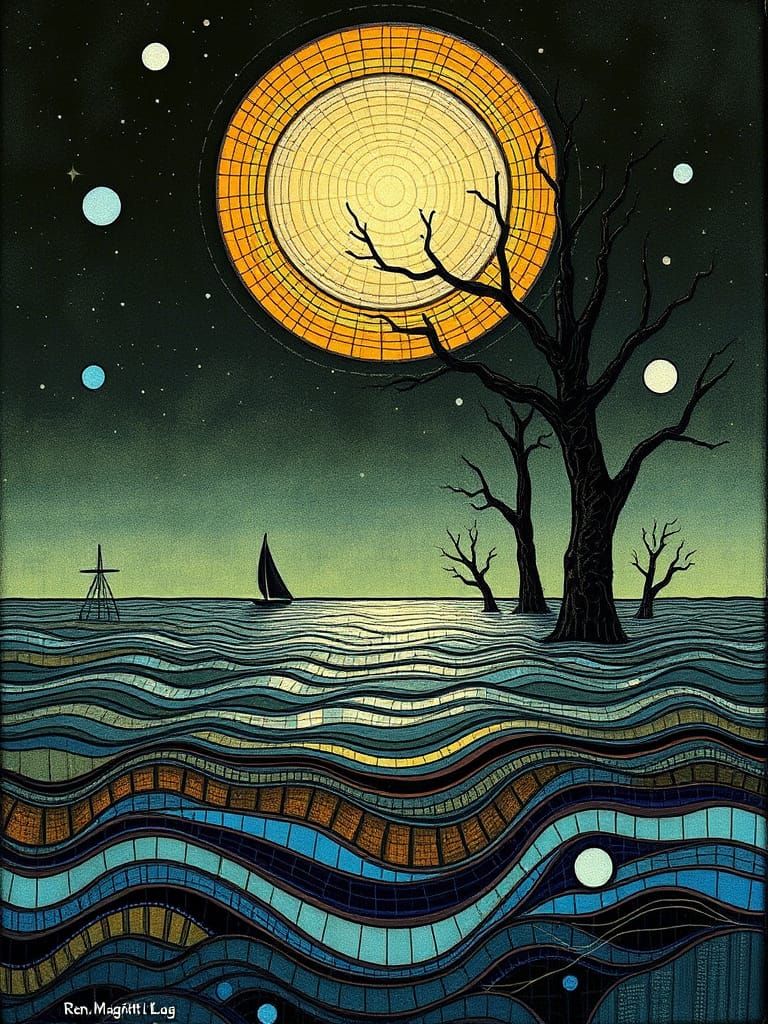 A Gentle Place Flowing Like Water in Surrealist Art Style