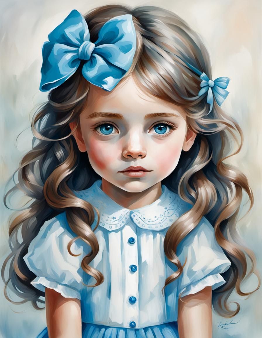 Delicate Watercolor of a Blonde Girl with Butterflies