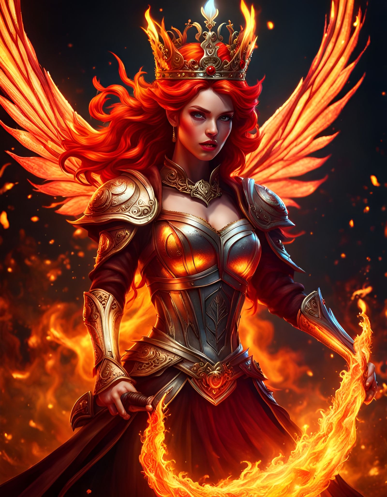 Fiery Fairy Battles Monster with Fire Magic