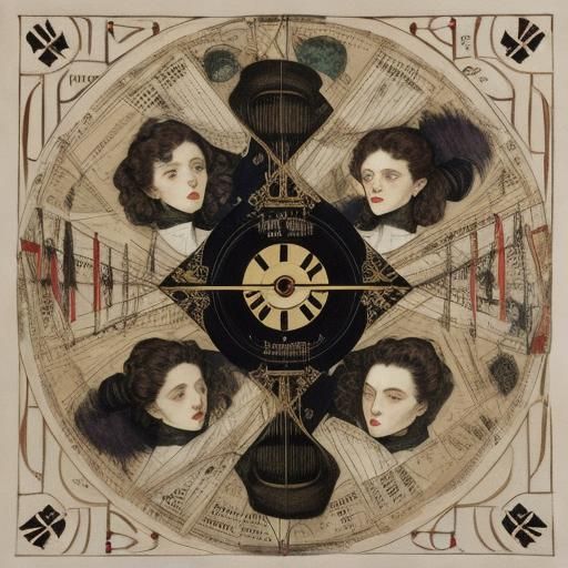 Vampire's Music: Evocative Portrait in Art Nouveau Style