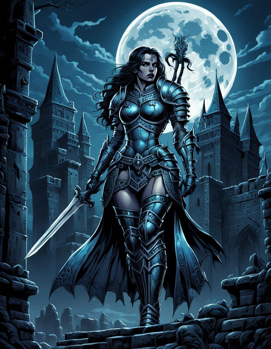 Gothic Queen of the Night in Full Armor