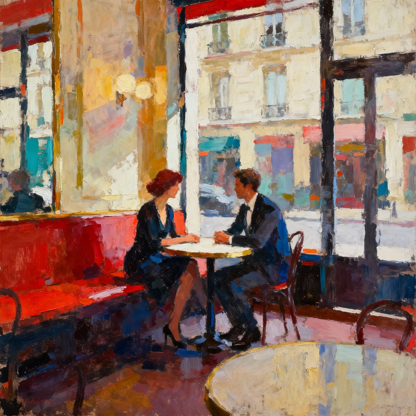 Chic Paris Cafe Couple in Soft, Wild Colors
