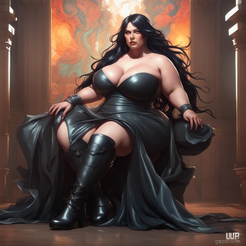BBW Goddess in Latex: Hyperdetailed Portrait