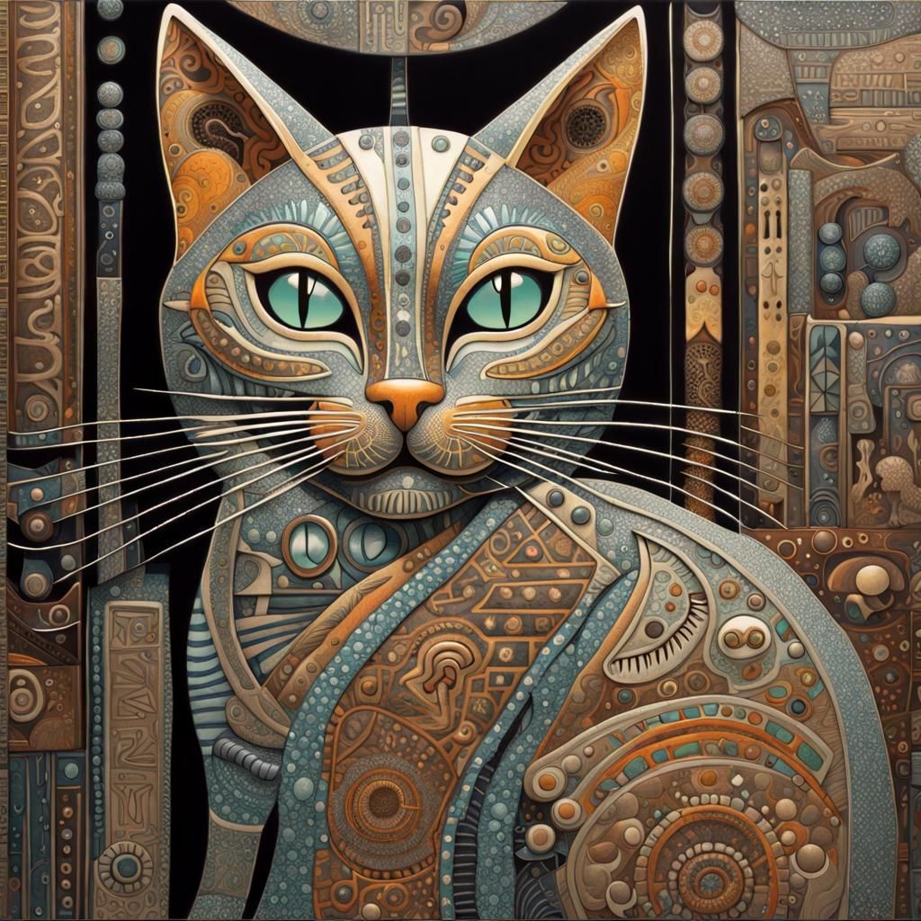 Intricately Detailed Cat Artwork