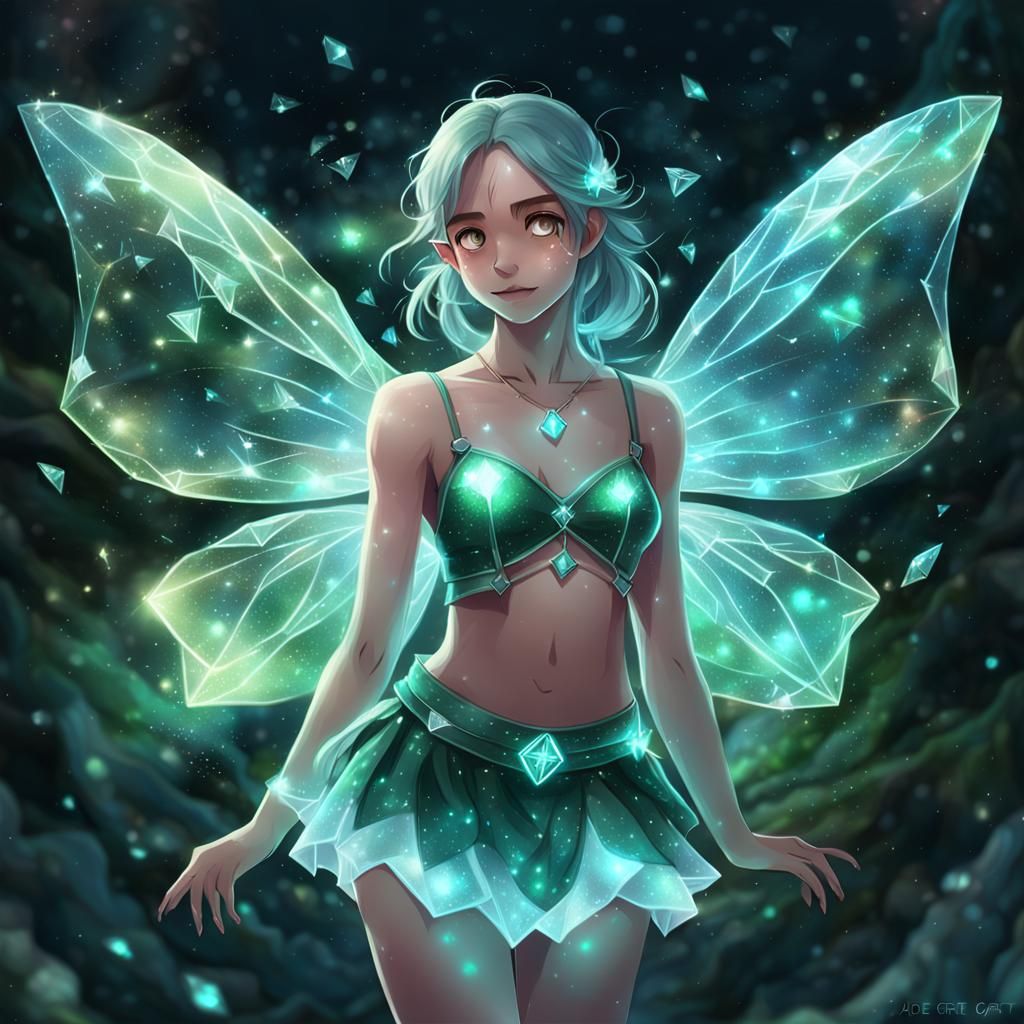 Ethereal Fairy Imprisoned in Diamond, Digital Art