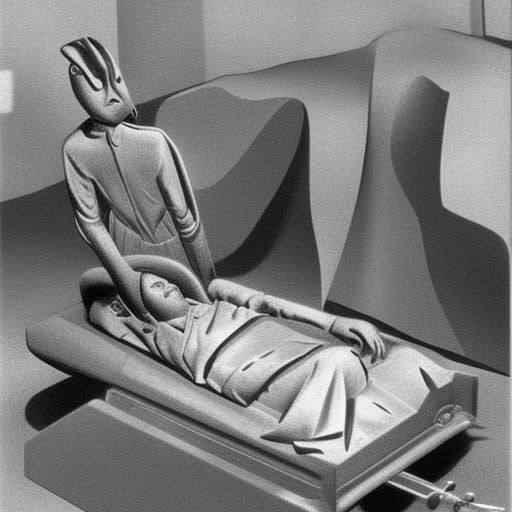 Surreal Ambulance Car in Totalitarian Sun City