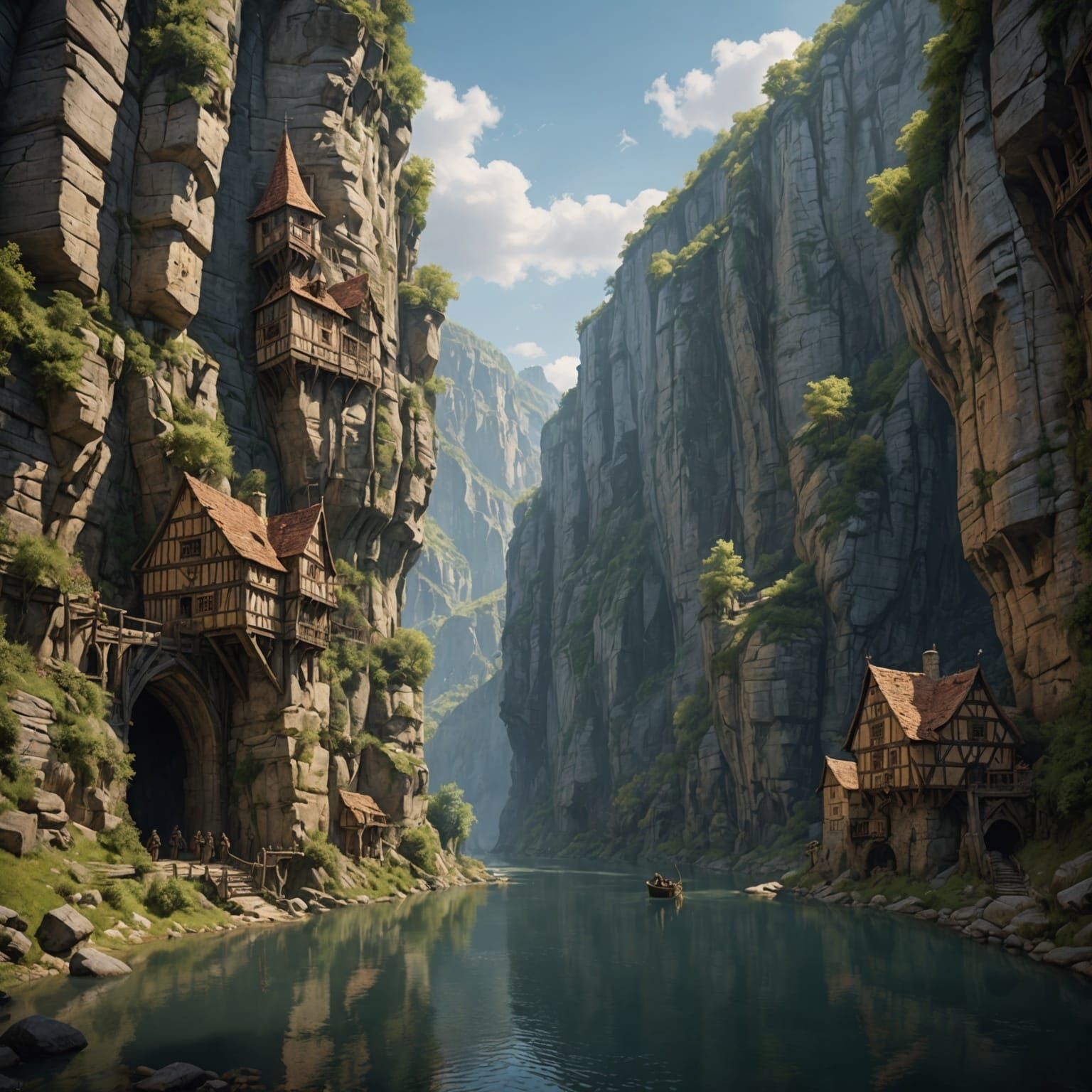 River Gorge Painted with Murals as Matte Painting