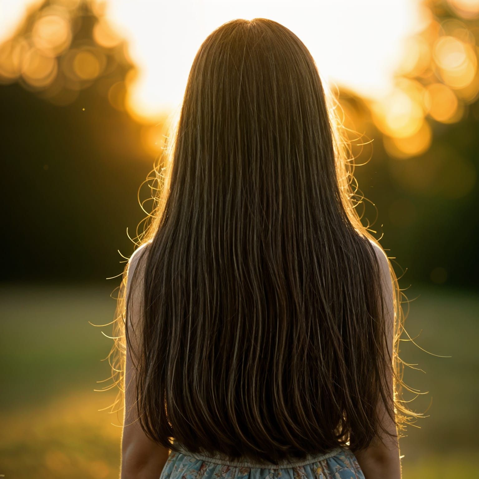 Girl in Gown Silhouetted by Sunlight