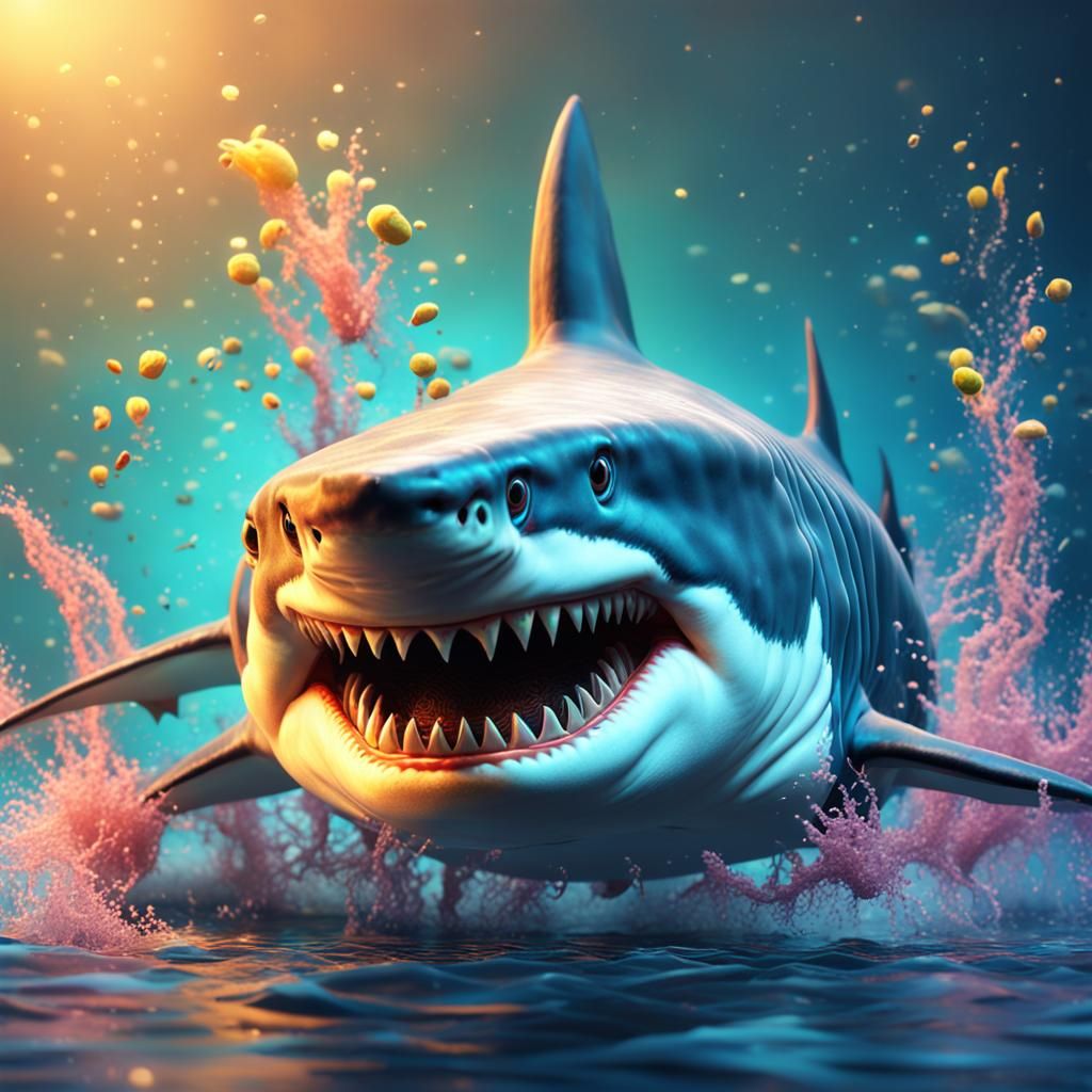 Hyperrealistic Shark Humanoid with Lashes in 3D