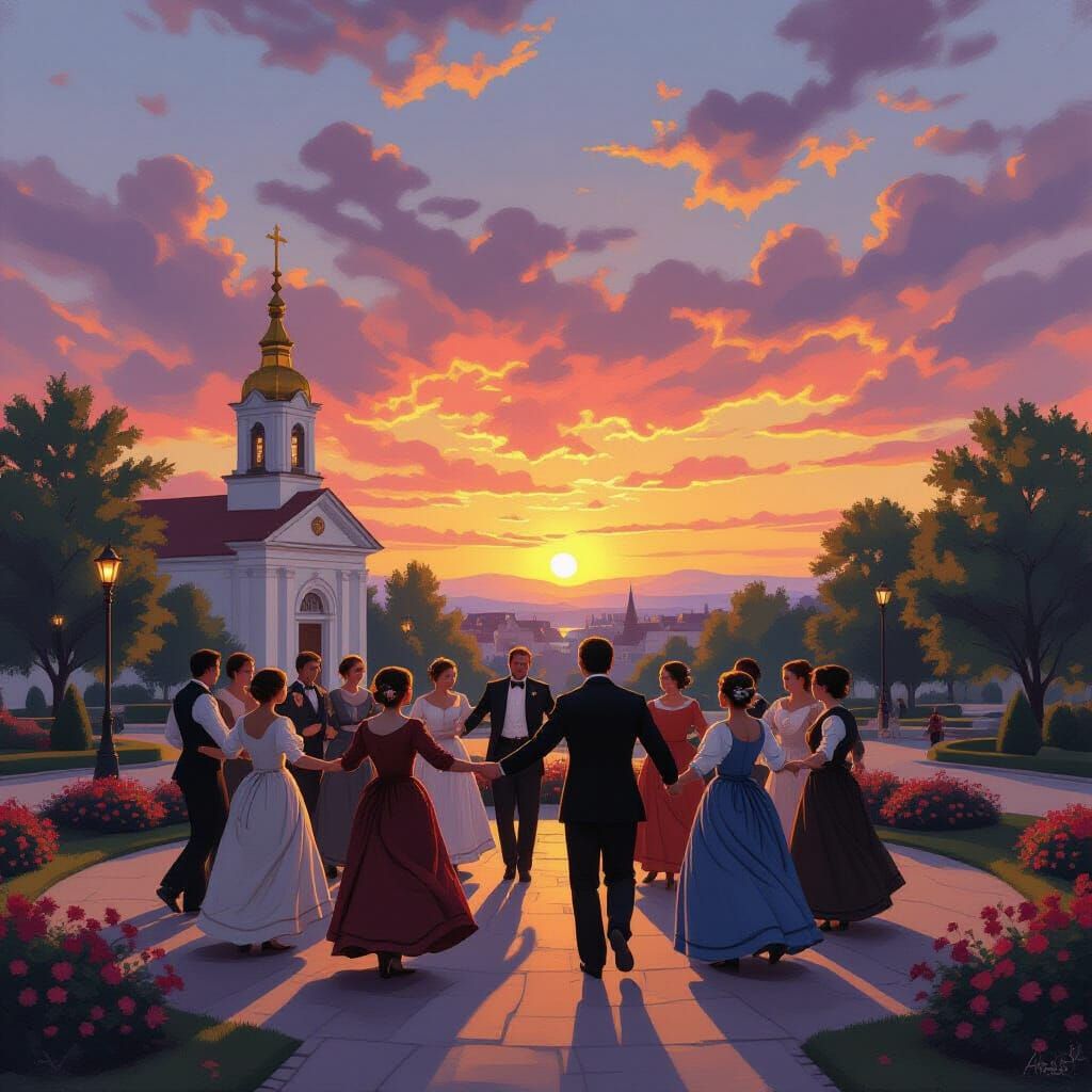 19th Century Dance Circle at Sunset