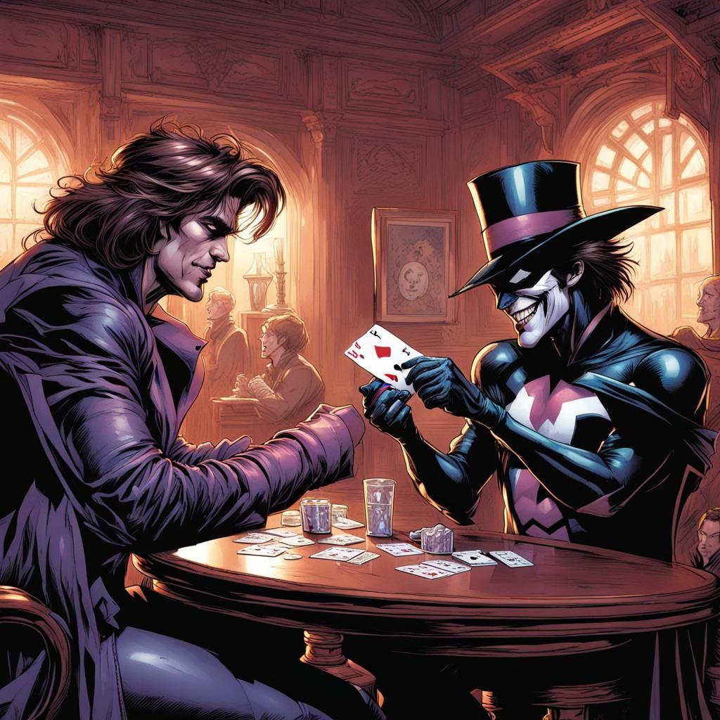 Gambit vs Joker in Comic Book Art