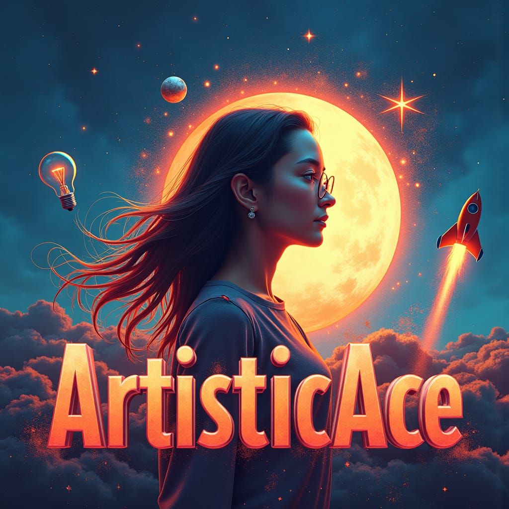 Sleek Portrait with Elements of Discovery in Sci-Fi Style