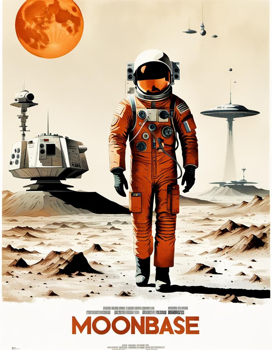 Moonbase Beta 2: Retro Sci-Fi Movie Poster