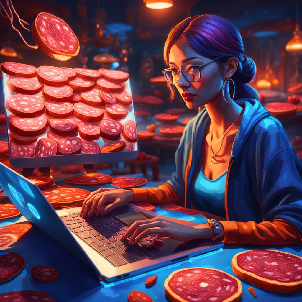Fantasy Still Life with Laptop and Food
