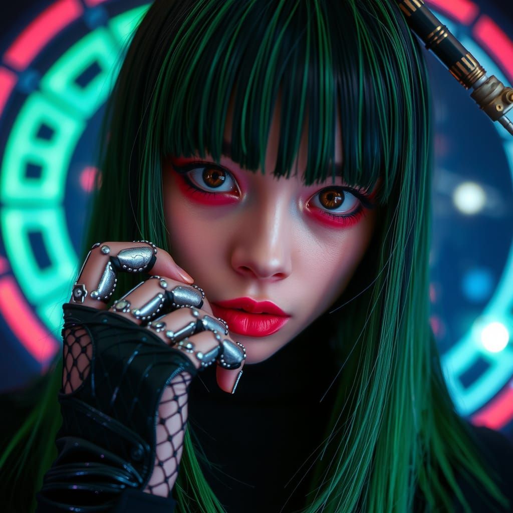 Retro-Futuristic Cyborg in Death Metal Style