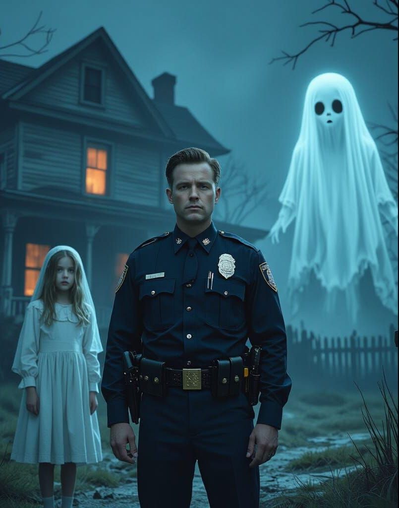 Haunted House Book Cover with Ghostly Figure