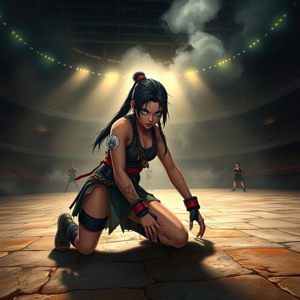 Fierce Kiwi Warrior in Studio Trigger Anime Style