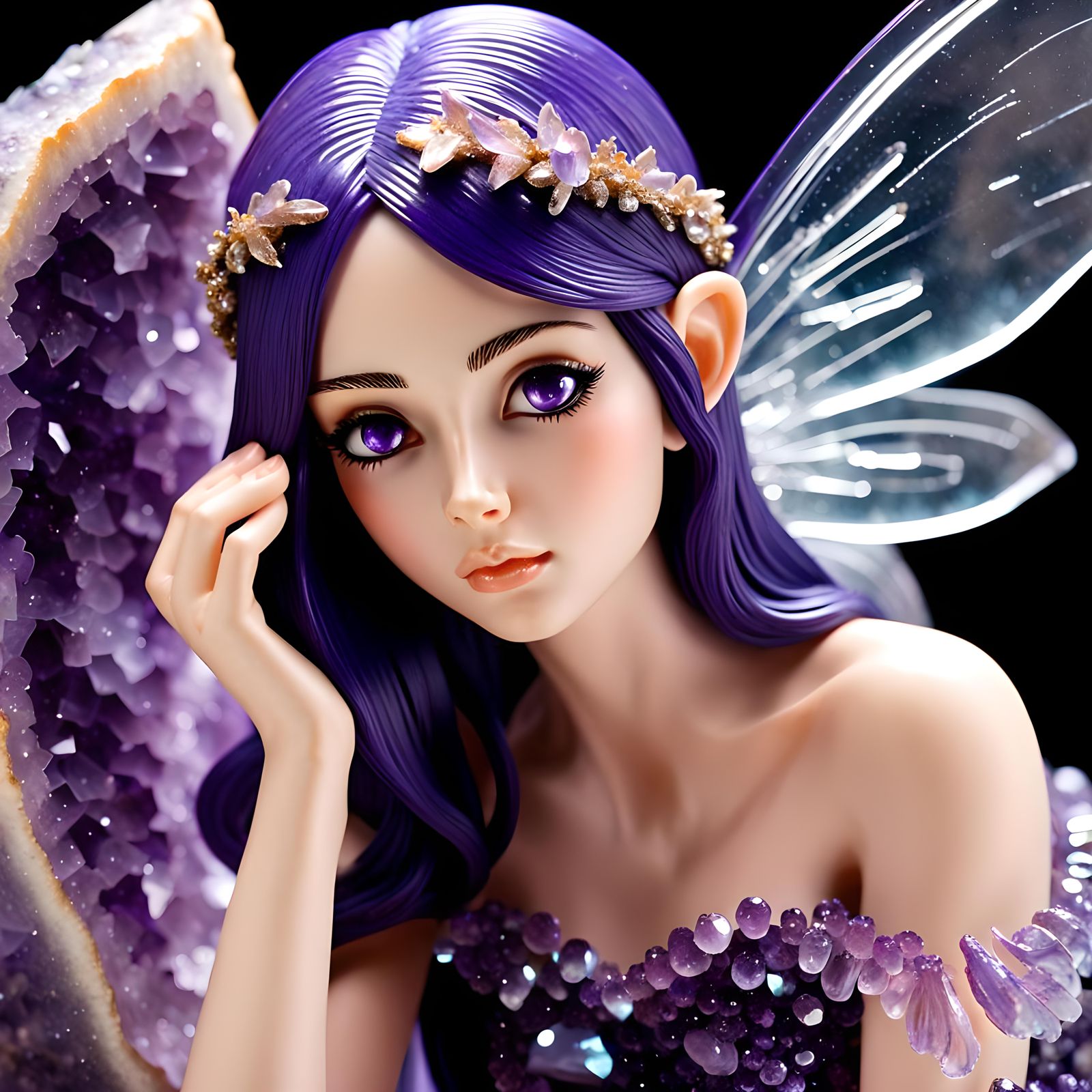 Dazzling Crystal Fairy on Amethyst Geode