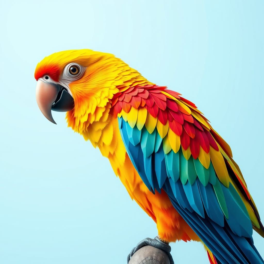 Low-Poly Parrot in Vibrant Digital Art Style