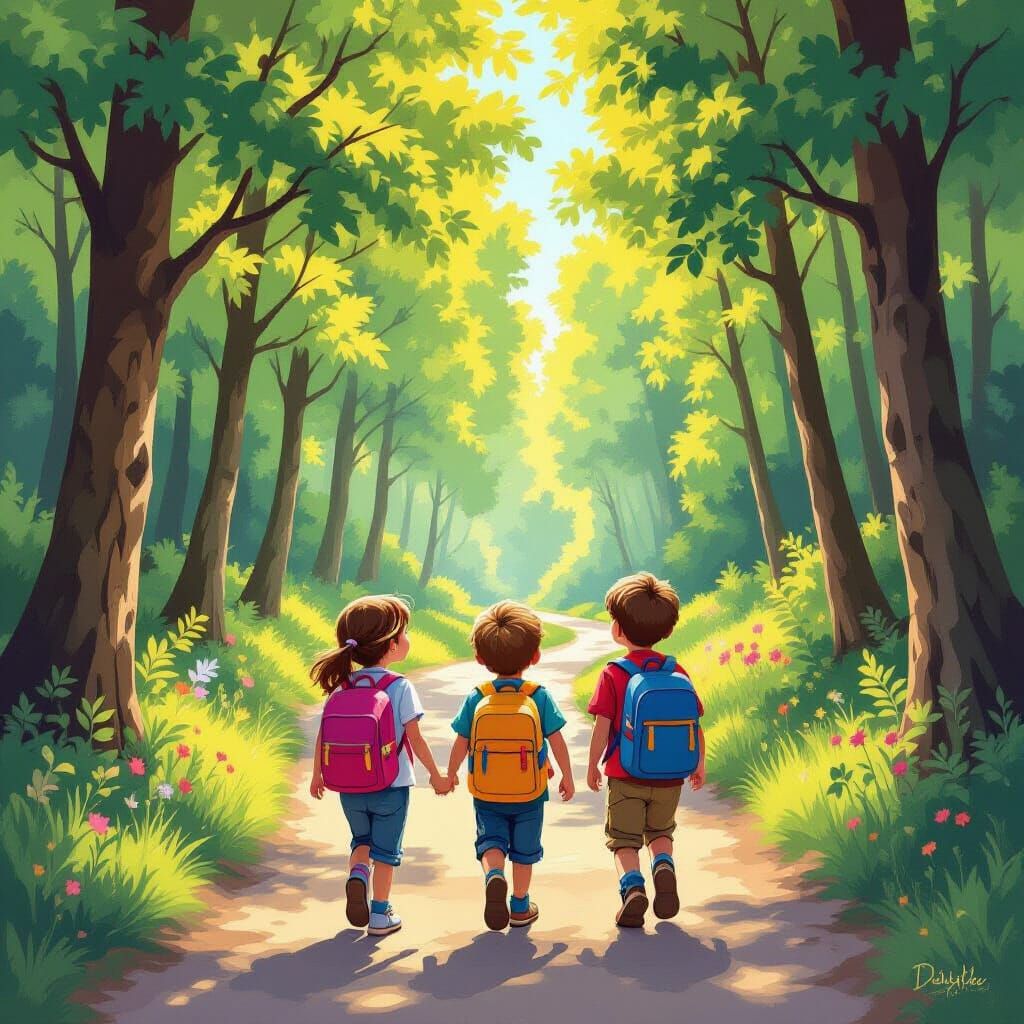 Children's Forest Walk in Hidden Detail Style
