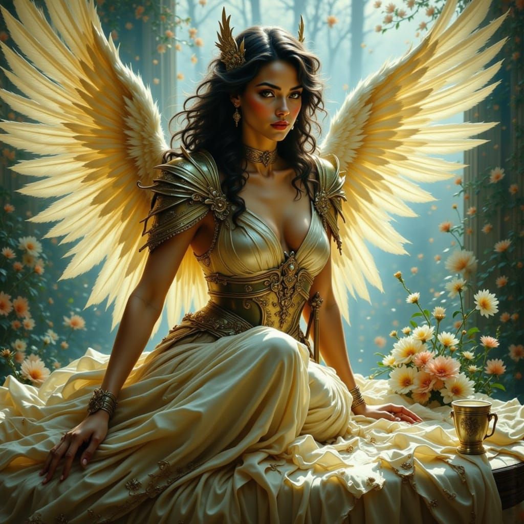 Cyber Angel Enjoys Morning Coffee