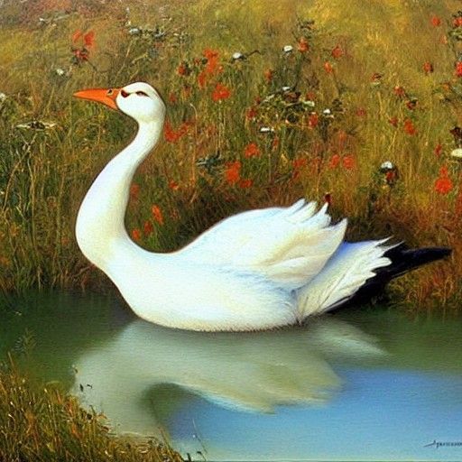 Mother Goose in Oil Painting Style