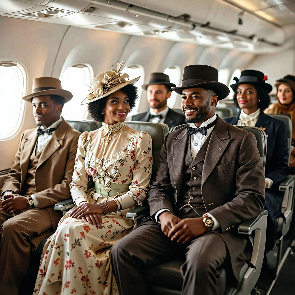 Diverse Cultures Travel by Airplane in 1900s Fashion