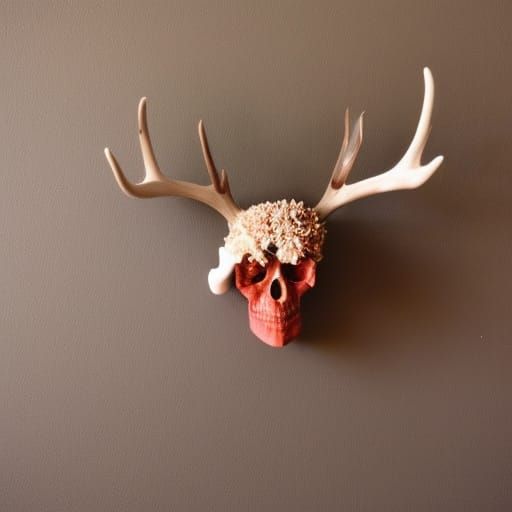 Boy Transformed into Jackalope with Coral Antlers