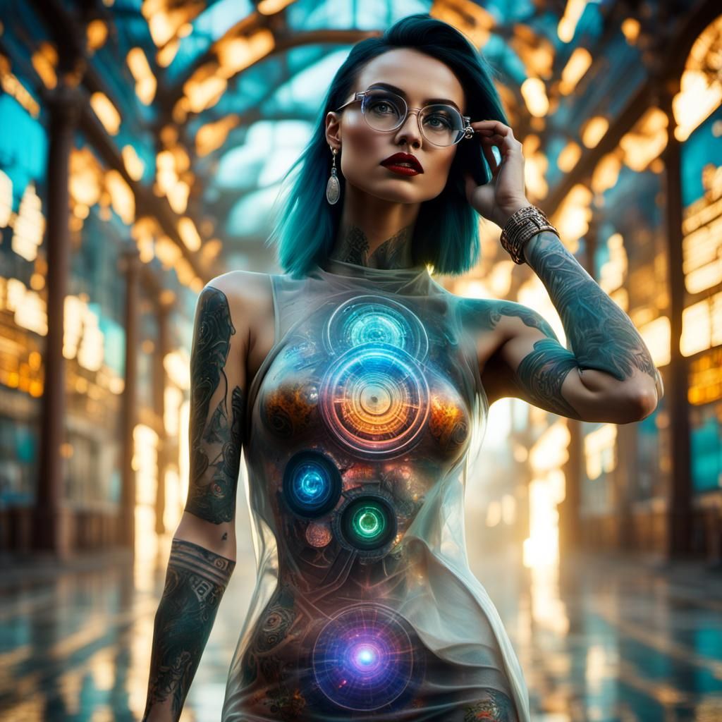 Siberian Woman with Tattoos: 8K Digital Photography