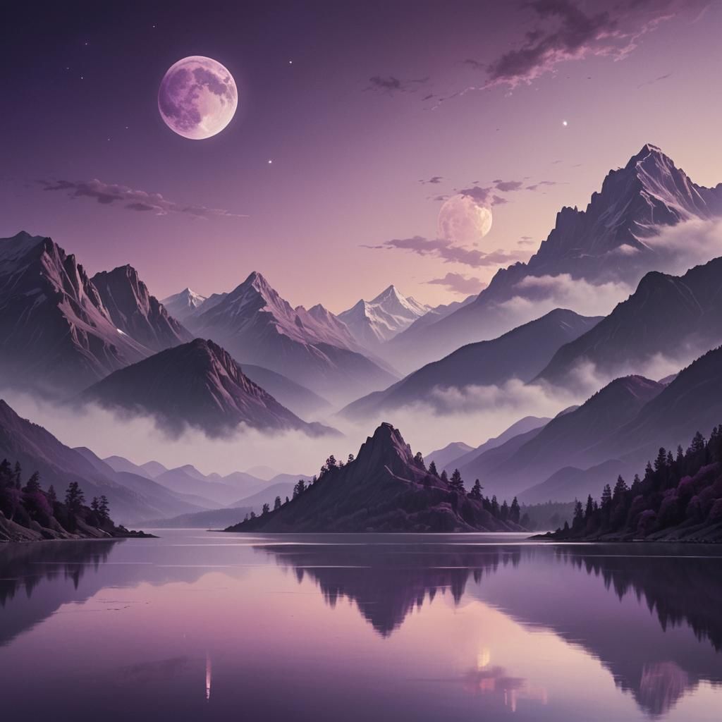 Surreal Landscape Under a Dreamy Full Moon