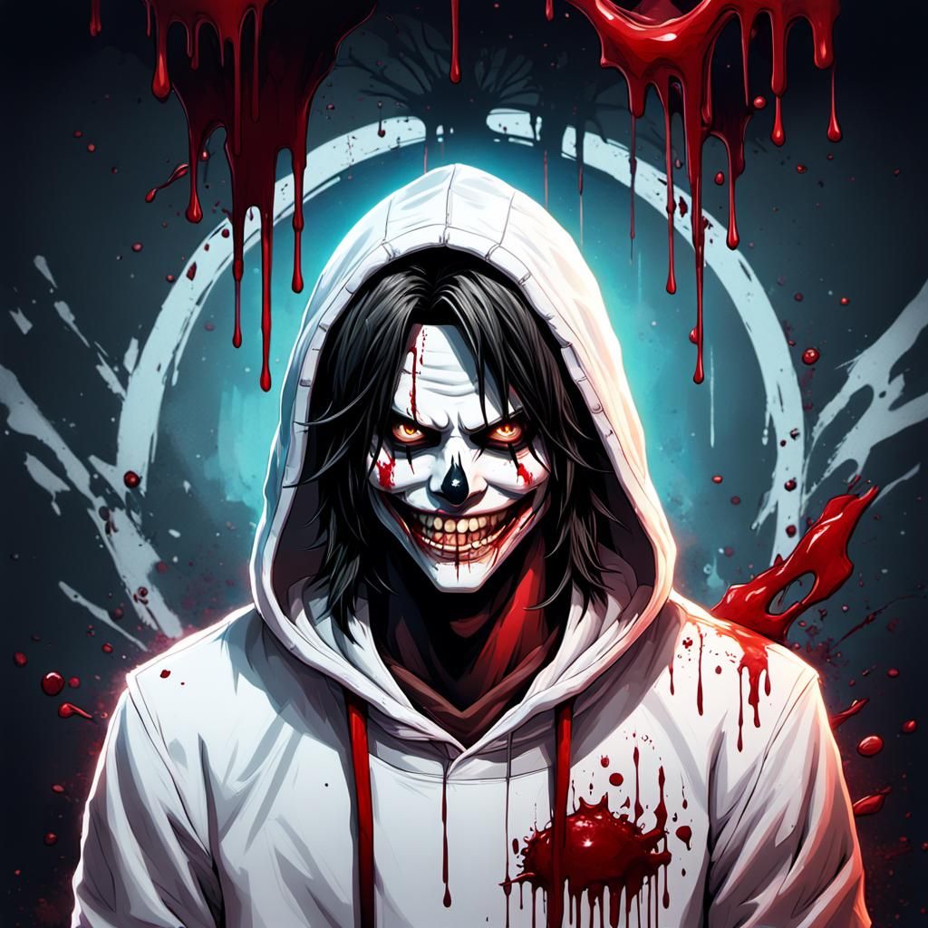 Creepy Killer Portrait with Blood Stained Hoodie