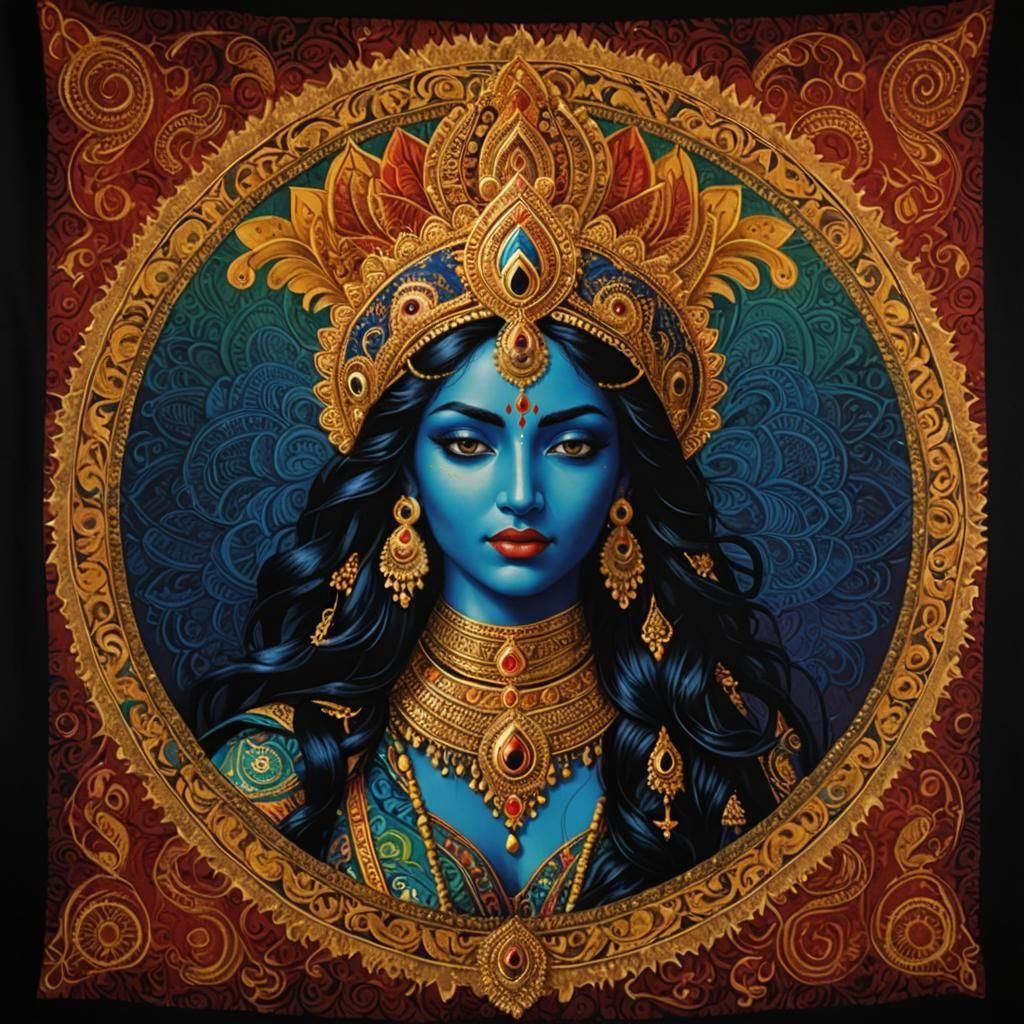 Goddess Kali with Third Eye in Indian Style