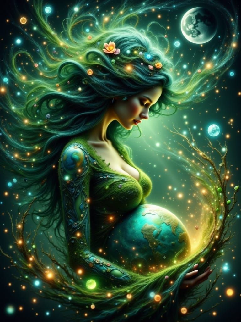 Earth Mother Goddess in Cosmic Mosaic