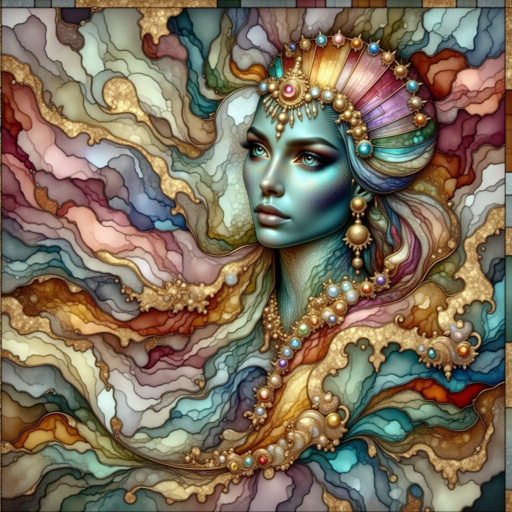 Complex Geometric Curves Rendered in Crinkled Metallics