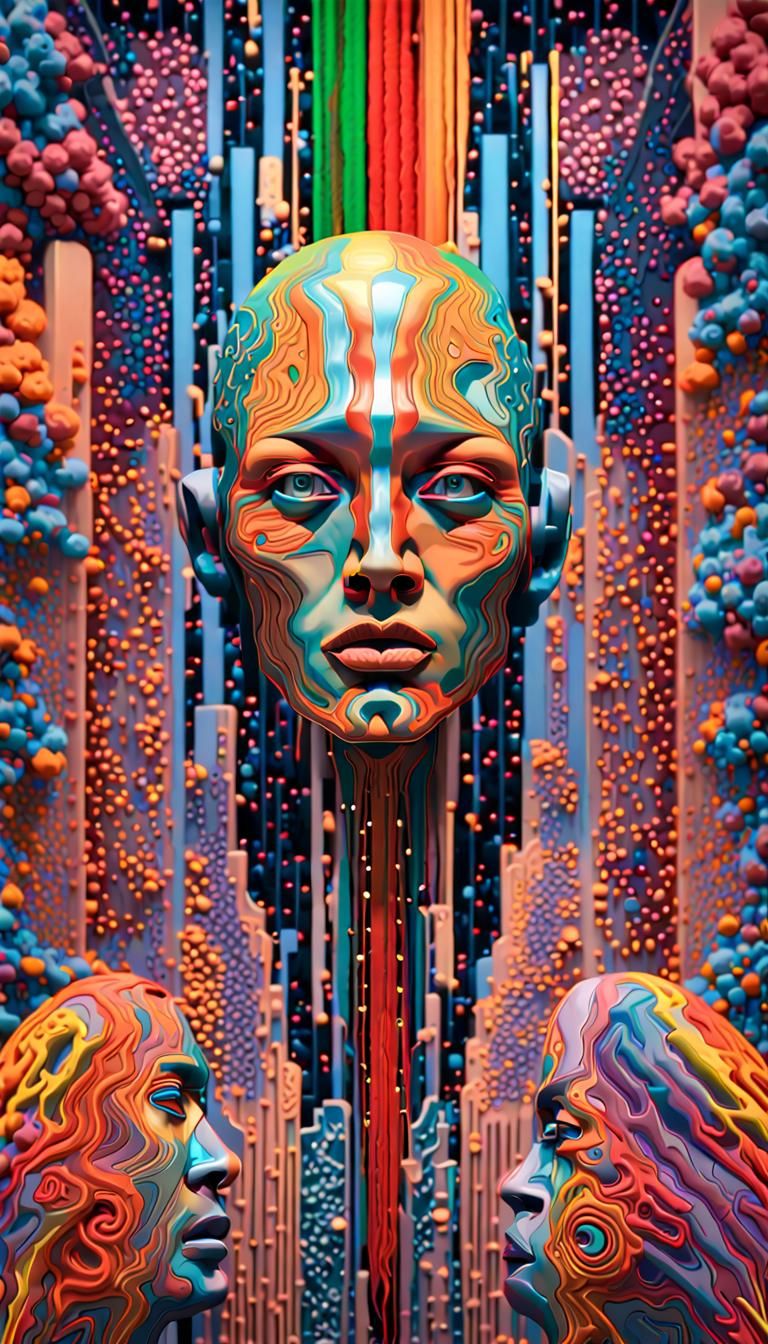 AI's Psychedelic Perception of Humans in Maximalist Art