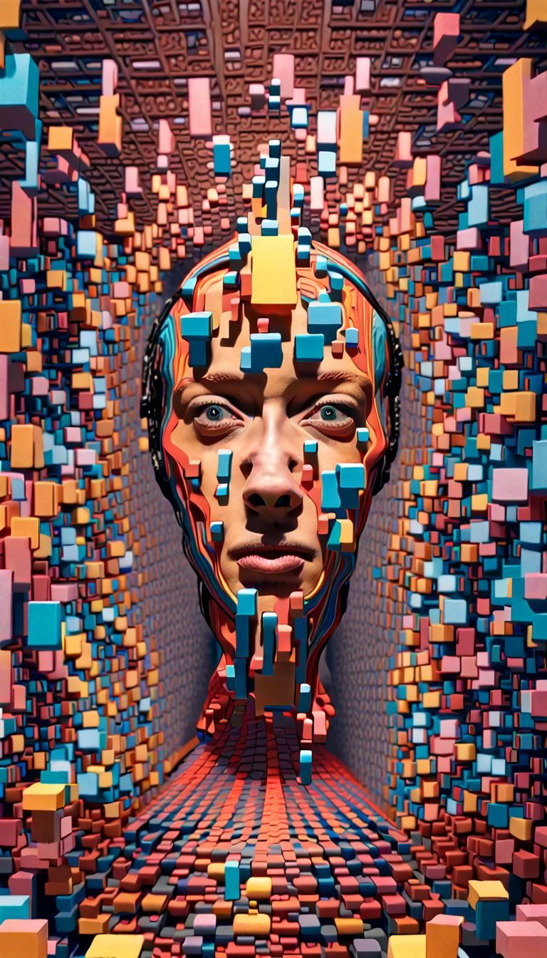 AI Visions of Humanity in Psychedelic 3D Art