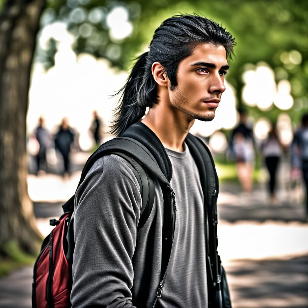 Hyperrealistic College Student on Campus