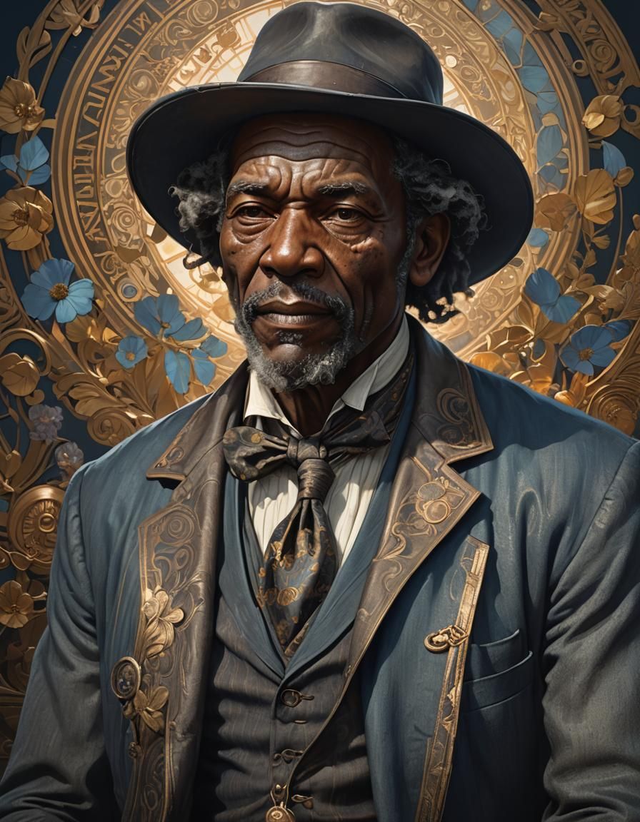 Detailed Portrait of an Old Bluesman