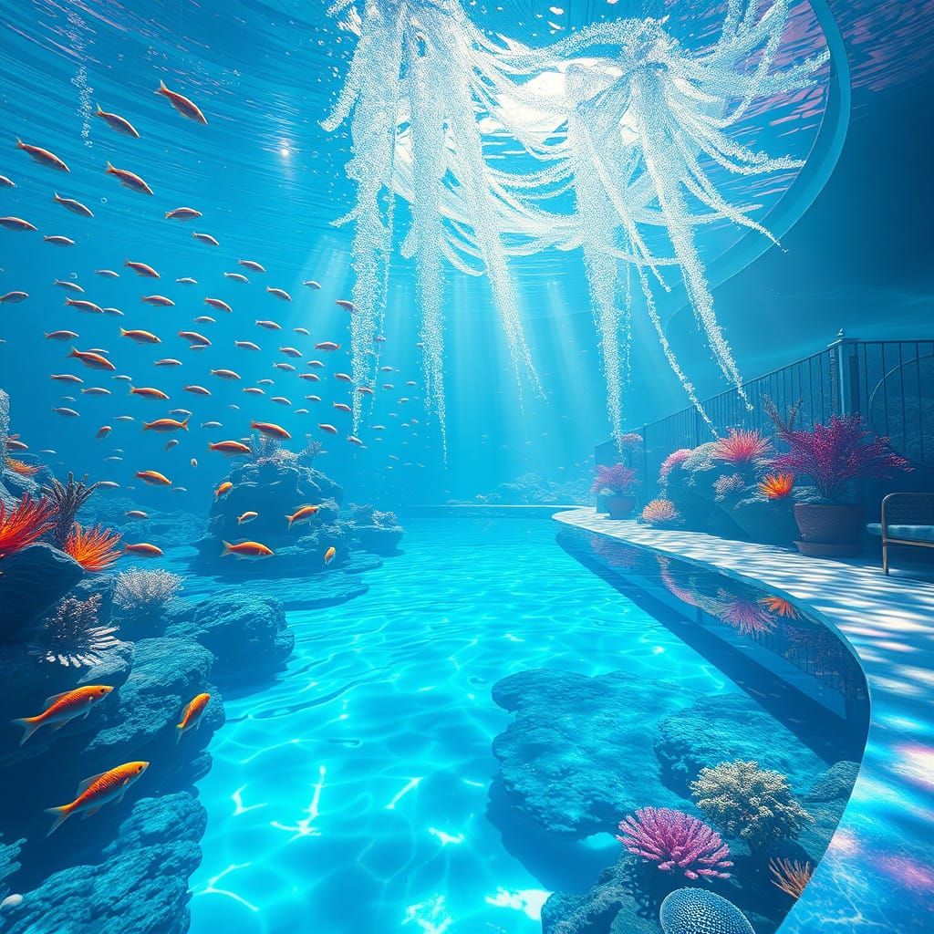 Underwater Fantasy Realm of Colorful Fish and Coral Reefs