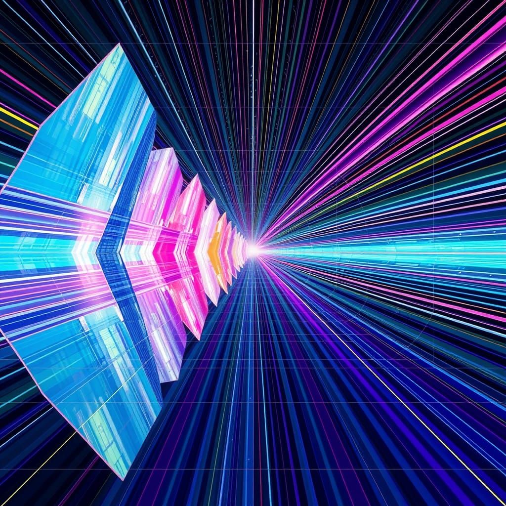 Surreal Geometric Vortex in Prismatic Neon