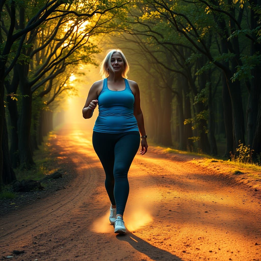 Gentle Woman Walking in Golden Light
