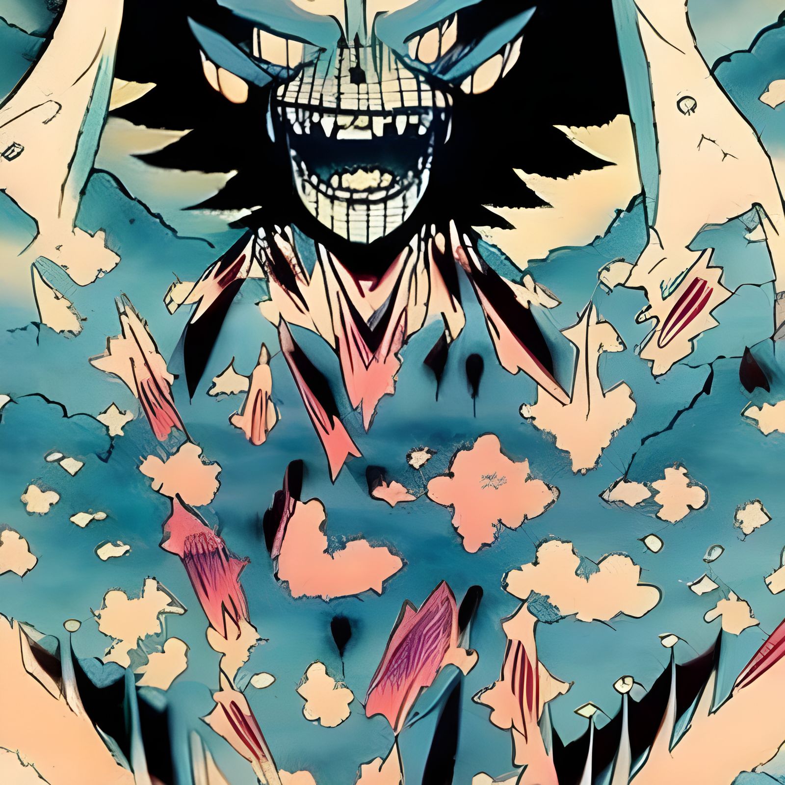 Creepy Muscle Warrior Goddess in Horror Space Art