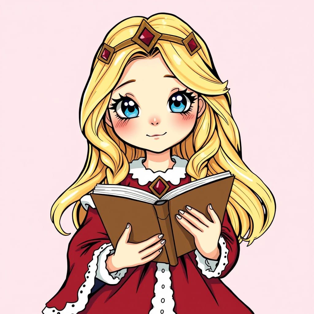 Norse Goddess of Storytelling in Whimsical Retro Comic Style